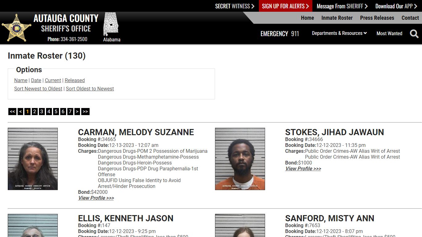 Inmate Roster - Current Inmates Booking Date Descending - Autauga ...