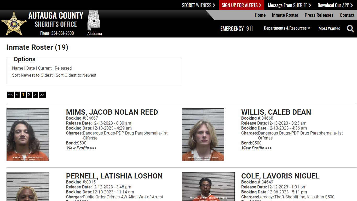 Inmate Roster - Released Inmates Booking Date Descending - Autauga ...
