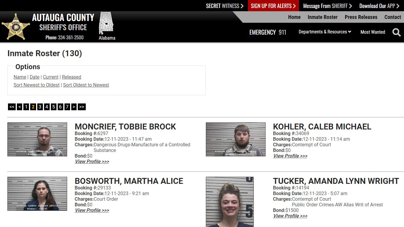 Inmate Roster - Page 2 Current Inmates Booking Date Descending ...